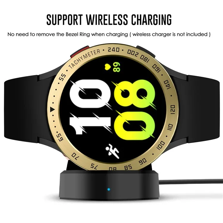 For Samsung Galaxy Watch 5 44mm Metal Watch Bezel Ring Protection Cover Smartwatch Accessory (Type E) - Retro Gold Ring Black Letters