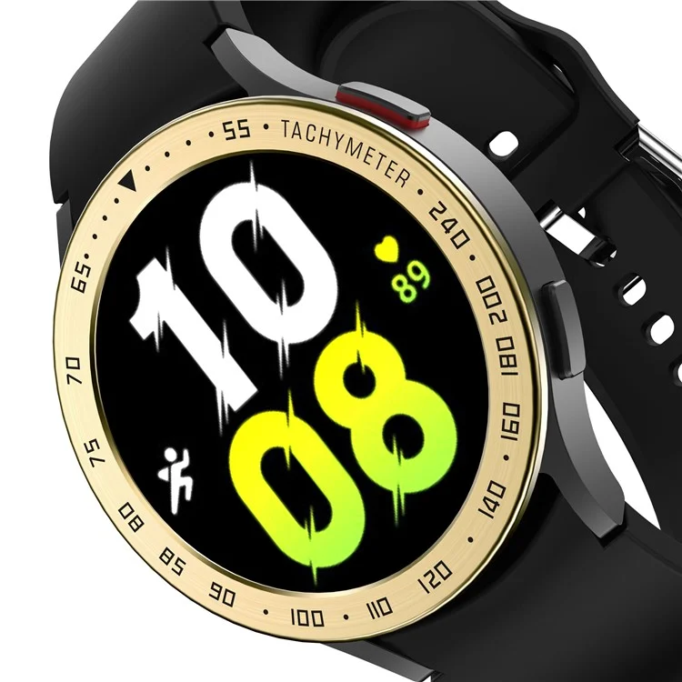 For Samsung Galaxy Watch 5 44mm Metal Watch Bezel Ring Protection Cover Smartwatch Accessory (Type E) - Retro Gold Ring Black Letters