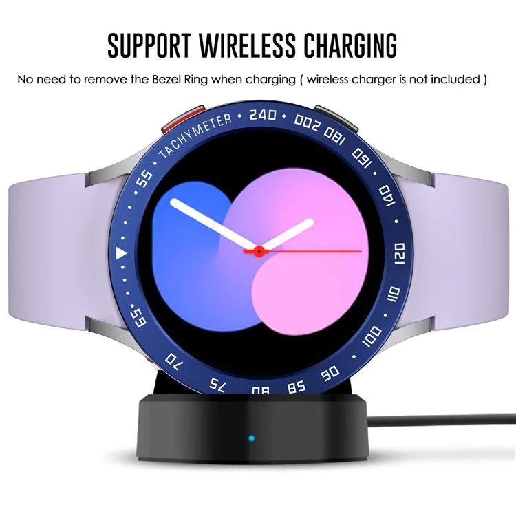 Watch Bezel for Samsung Galaxy Watch 5 40mm Anti Scratch Metal Protector Watch Frame Ring Cover (Type E) - Blue Ring White Letters