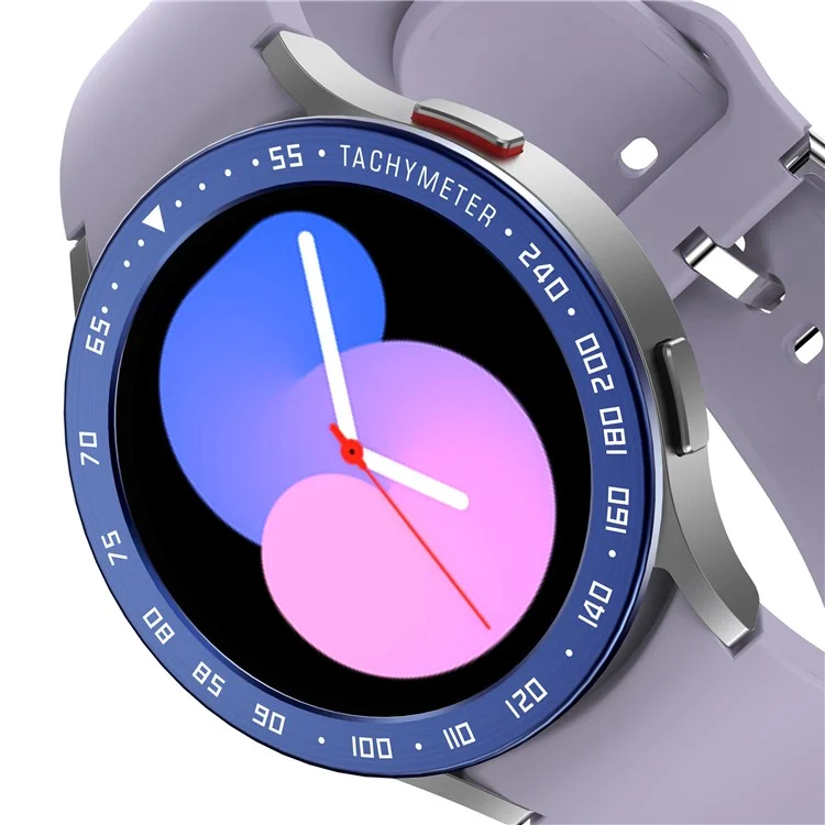 Watch Bezel for Samsung Galaxy Watch 5 40mm Anti Scratch Metal Protector Watch Frame Ring Cover (Type E) - Blue Ring White Letters