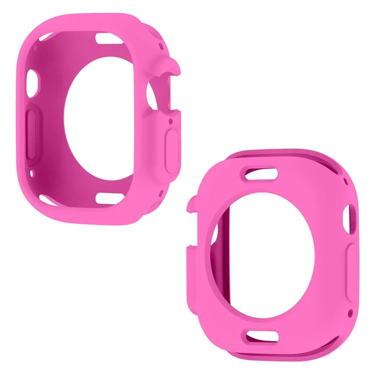 Pour Apple Watch Ultra 49 mm Color Color Soft TPU Watch Case de Coupe de Coupe Précise Cadre de Protection - Rose Vif