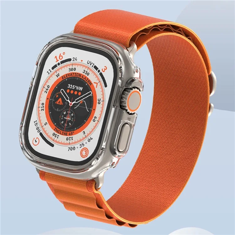 For Apple Watch Ultra 2 49mm / Ultra 49mm Hard PC Frame Cover Electroplating Hollowed-out Anti-Scratch Protective Case - Transparent