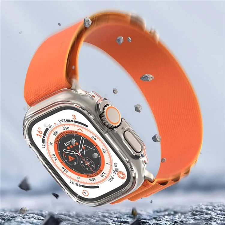 For Apple Watch Ultra 2 49mm / Ultra 49mm Hard PC Frame Cover Electroplating Hollowed-out Anti-Scratch Protective Case - Transparent