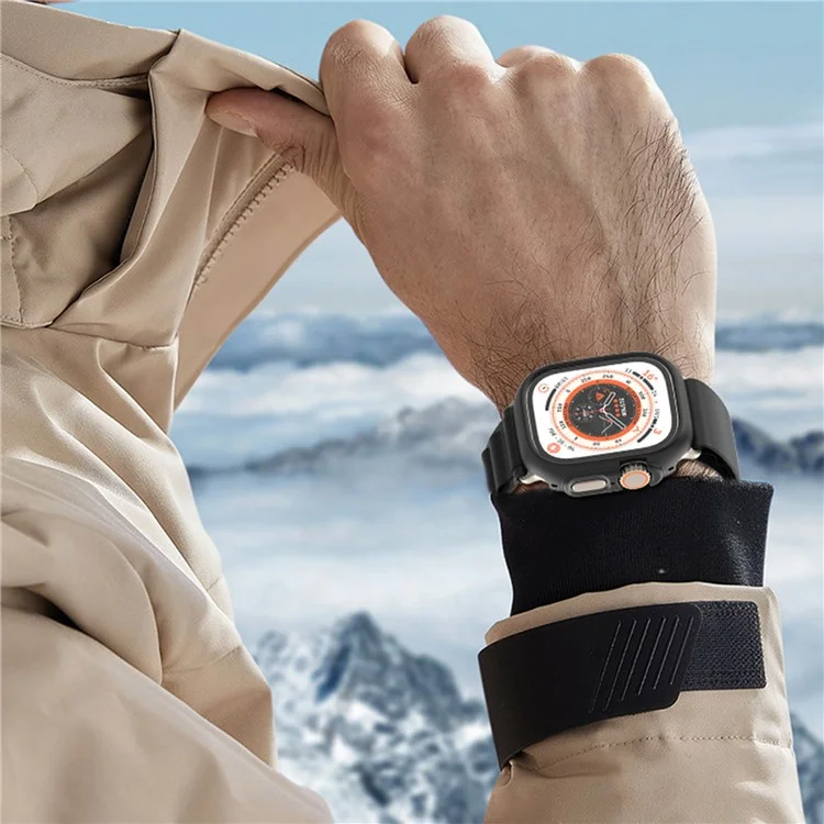 For Apple Watch Ultra 2 49mm / Ultra 49mm Hard PC Frame Cover Electroplating Hollowed-out Anti-Scratch Protective Case - Transparent
