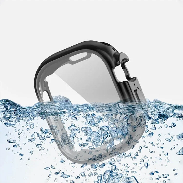 Para Apple Watch Ultra 49 mm Soft Transparente TPU TPU Case de Protección TPU Cubierta de Marco de Color de Metal Electroplatante - Negro