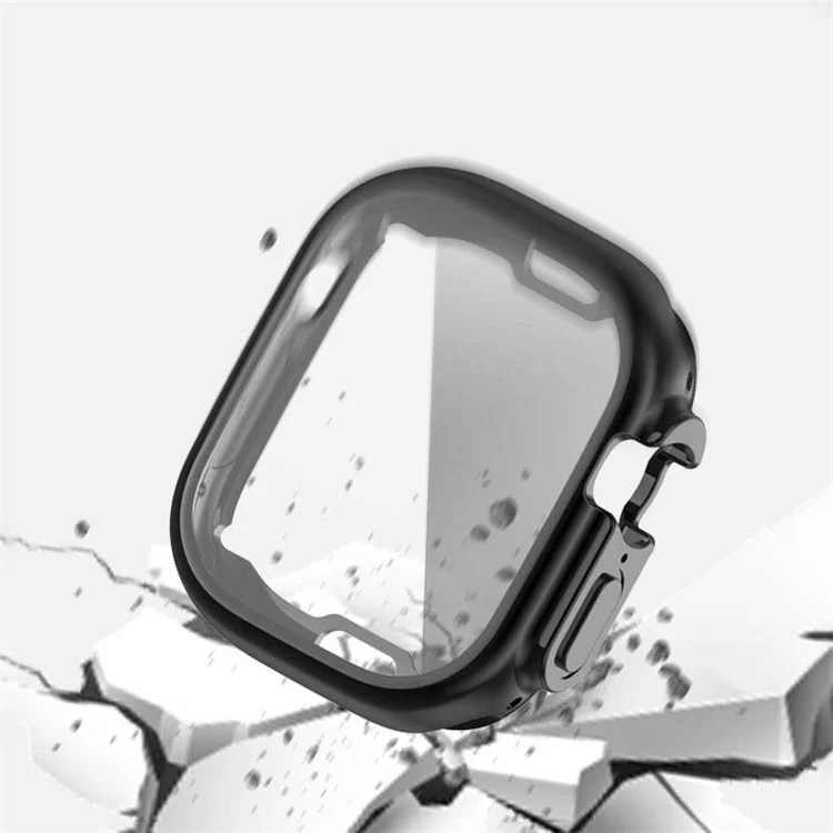 Para Apple Watch Ultra 49 mm Soft Transparente TPU TPU Case de Protección TPU Cubierta de Marco de Color de Metal Electroplatante - Negro