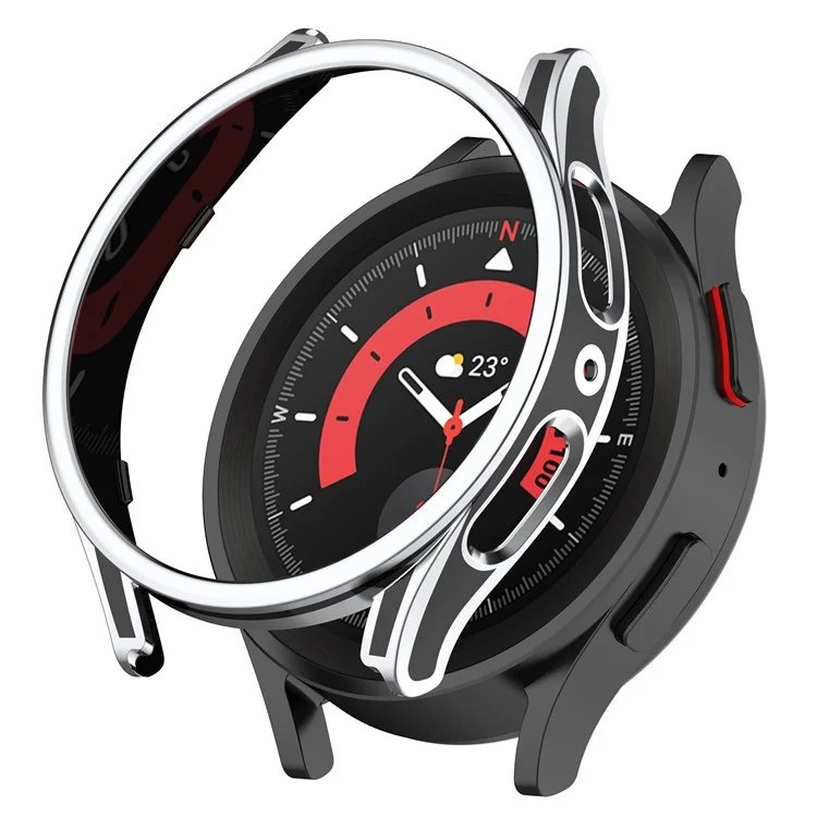 Für Samsung Galaxy Watch 5 40 mm / Watch4 40 mm Anti-kratzer-hard-pc-hülle Schutzbezug Mit Temperiertem Glasschildschutzschutz - Schwarz / Silber-