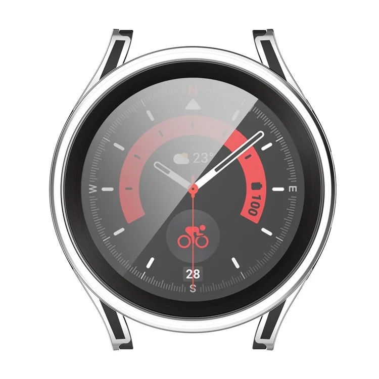 Für Samsung Galaxy Watch 5 40 mm / Watch4 40 mm Anti-kratzer-hard-pc-hülle Schutzbezug Mit Temperiertem Glasschildschutzschutz - Schwarz / Silber-