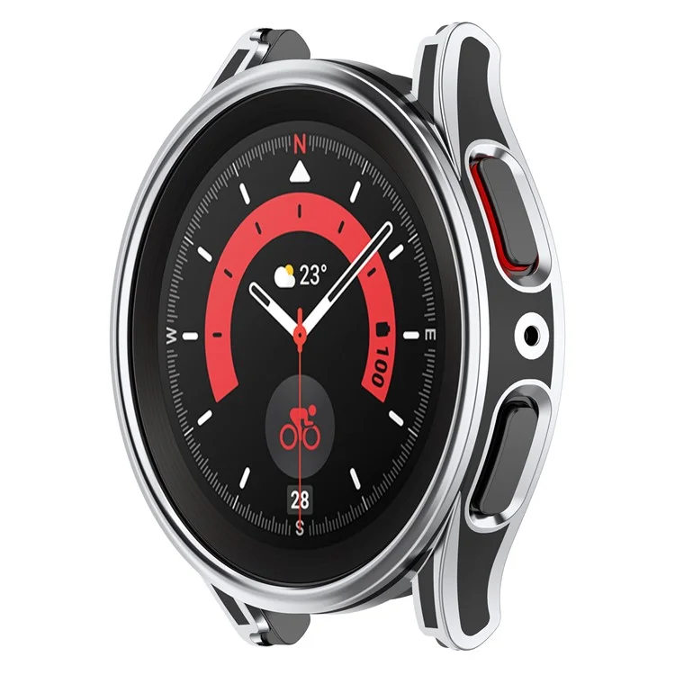 Für Samsung Galaxy Watch 5 40 mm / Watch4 40 mm Anti-kratzer-hard-pc-hülle Schutzbezug Mit Temperiertem Glasschildschutzschutz - Schwarz / Silber-