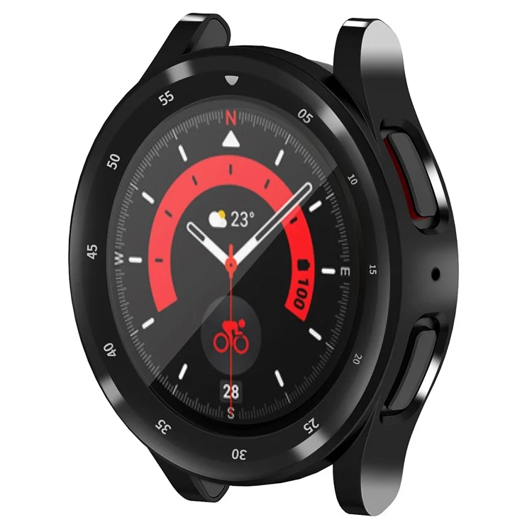 Für Samsung Galaxy Watch 5 Pro 45mm Vollflächen-TPU-Uhrengehäuse mit sturzsicherem Schutzcover mit Skalierung - Schwarz