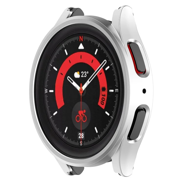 Für Samsung Galaxy Watch 5 Pro 45mm Hartgehäuse Aus PC Kratzfeste Uhr Schützende Abdeckung Rahmen - Silber