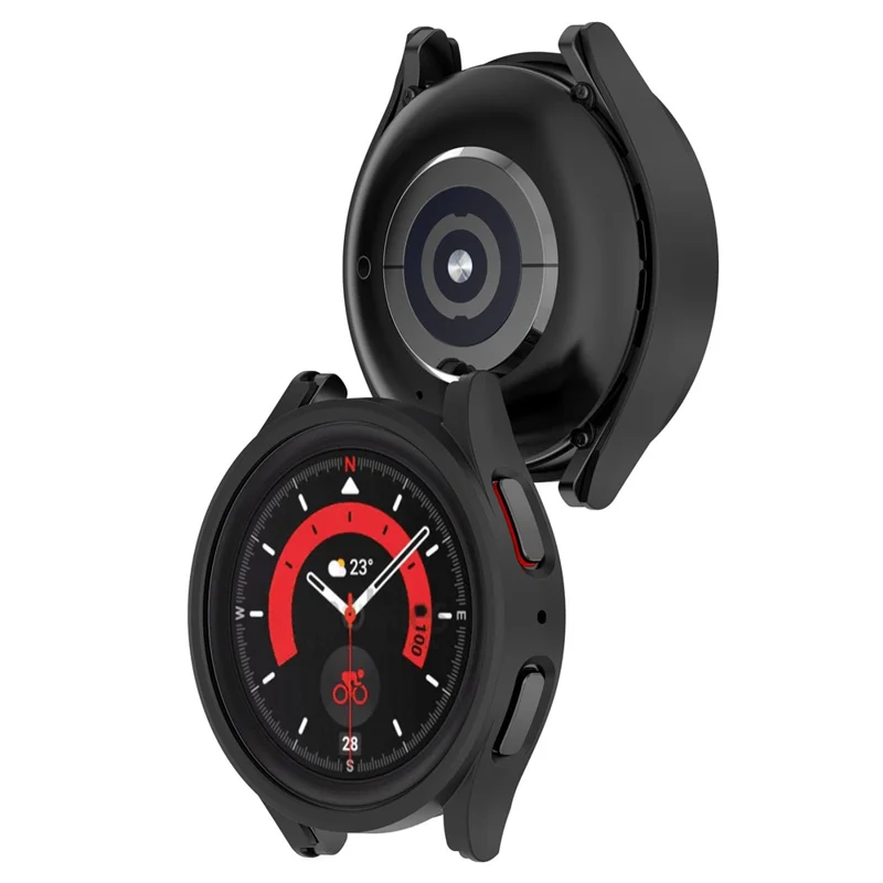 For Samsung Galaxy Watch 5 Pro 45mm Hard PC Watch Case Anti-scratch Hollow Watch Protective Cover Frame - Black