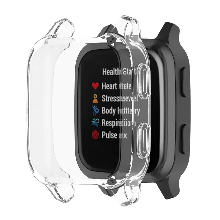 Para Garmin Venu Sq / Venu Sq Music / Venu Sq 2 / Venu Sq 2 Music Soft Transparent TPU Watch Case Electroplate Edges Overall Protective Cover