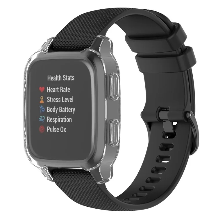Para Garmin Venu Sq / Venu Sq Music / Venu Sq 2 / Venu Sq 2 Music Soft Transparent TPU Watch Case Electroplate Edges Overall Protective Cover