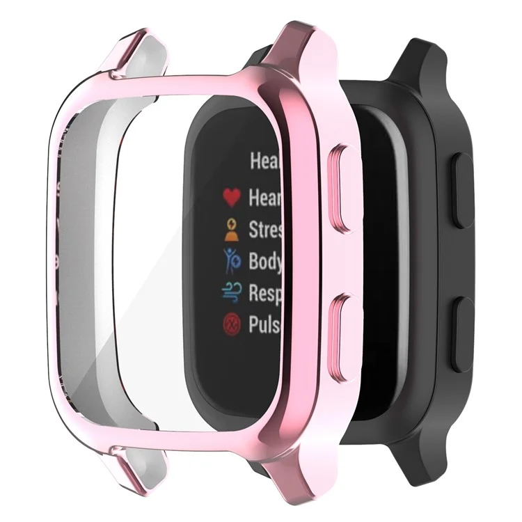 Para Garmin Venu Sq / Venu Sq Music / Venu Sq 2 / Venu Sq 2 Music Soft TPU Watch Case Electroplate Edges Full Coverage Shockproof Bumper Protective Cover - Pink