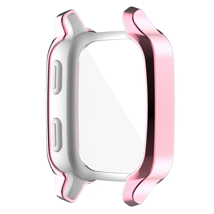 Para Garmin Venu Sq / Venu Sq Music / Venu Sq 2 / Venu Sq 2 Music Soft TPU Watch Case Electroplate Edges Full Coverage Shockproof Bumper Protective Cover - Pink