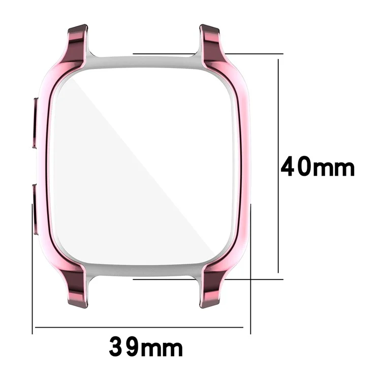 Para Garmin Venu Sq / Venu Sq Music / Venu Sq 2 / Venu Sq 2 Music Soft TPU Watch Case Electroplate Edges Full Coverage Shockproof Bumper Protective Cover - Pink