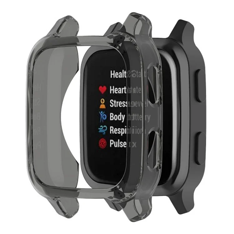 Para Garmin Venu Sq / Venu Sq Music / Venu Sq 2 / Venu Sq 2 Music TPU Watch Frame Cover Hollow Out Half Protective Shockproof Case - Transparente Negro