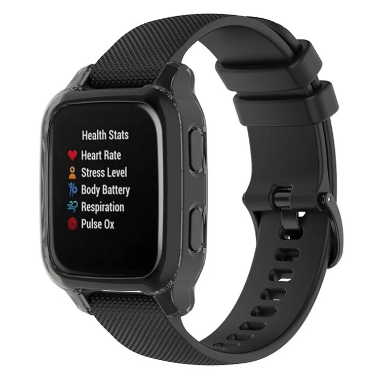 Para Garmin Venu Sq / Venu Sq Music / Venu Sq 2 / Venu Sq 2 Music TPU Watch Frame Cover Hollow Out Half Protective Shockproof Case - Transparente Negro