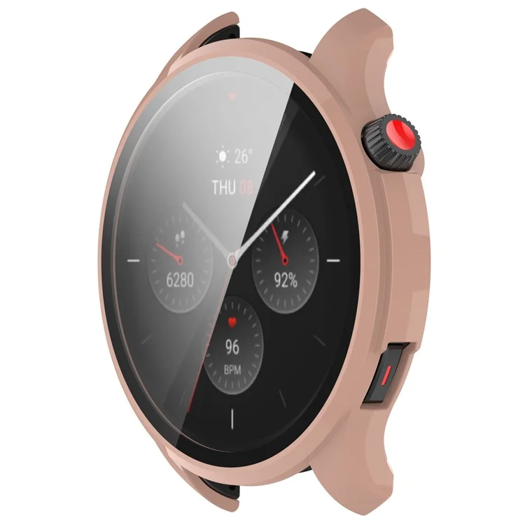 Per Huami Amazfit GTR 4 46mm Full Coverage Hard PC Case con Protezione Schermo in Vetro Temperato Touch Sensitive HD Bumper Protective Cover - Sakura Pink