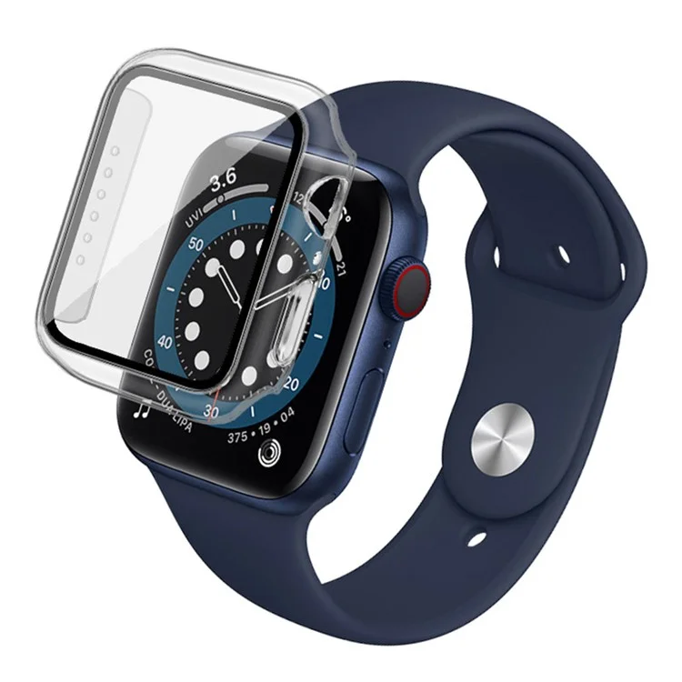 IMAK Funda para reloj para Apple Watch SE 44mm / SE (2022) 44mm / Watch Series 6 / 5 / 4 44mm, Cubierta antirayones del reloj con protector de pantalla de cristal templado HD - Transparente