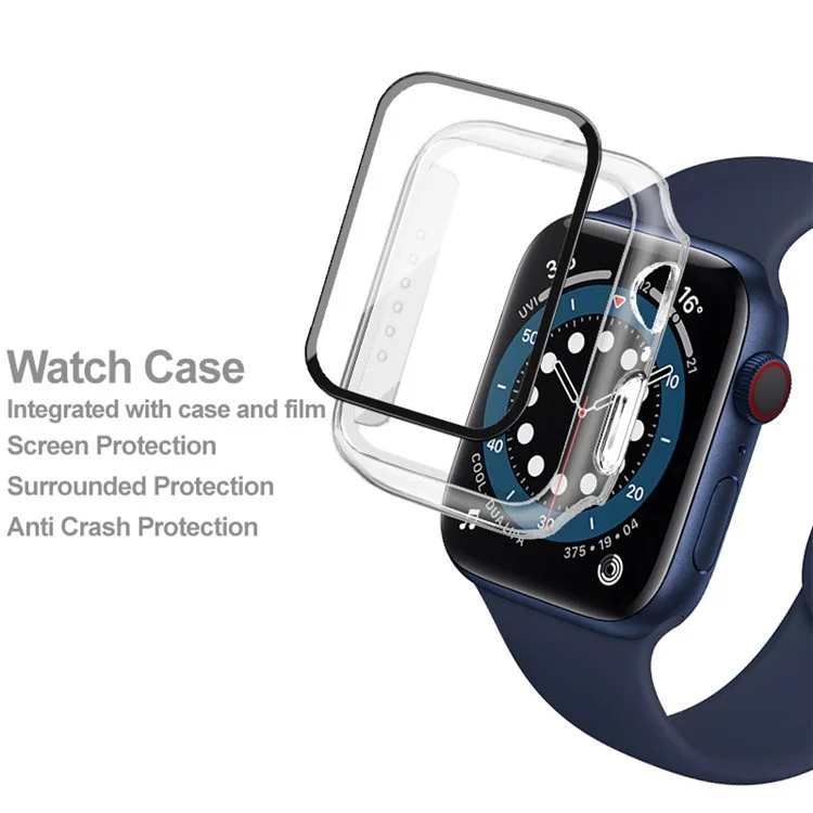 IMAK Funda para reloj para Apple Watch SE 44mm / SE (2022) 44mm / Watch Series 6 / 5 / 4 44mm, Cubierta antirayones del reloj con protector de pantalla de cristal templado HD - Transparente