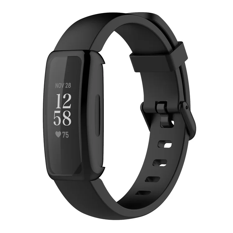 For Fitbit Inspire 3 Electroplating TPU Case with Screen Protector Scratch Resistant Smart Watch Case - Black