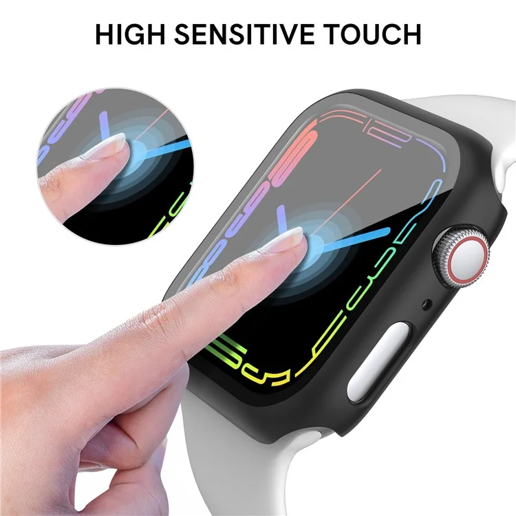 Ahastyle WG65 2pcs PC Watch Case Pour Apple Watch Series 8 / 7 41 Mm, Couvercle de Protection Polyvalent Avec Protecteur D'écran en Verre Trempé - le Noir