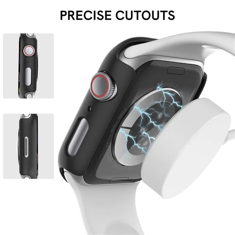 Ahastyle WG65 2pcs PC Watch Case Pour Apple Watch Series 8 / 7 41 Mm, Couvercle de Protection Polyvalent Avec Protecteur D'écran en Verre Trempé - le Noir