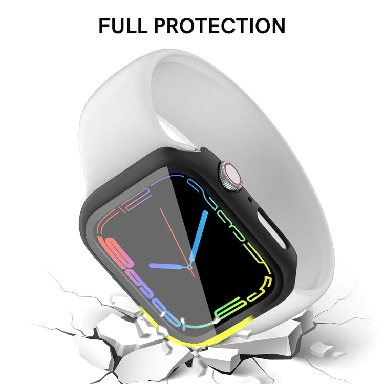 Ahastyle WG65 2pcs PC Watch Case Pour Apple Watch Series 8 / 7 41 Mm, Couvercle de Protection Polyvalent Avec Protecteur D'écran en Verre Trempé - le Noir