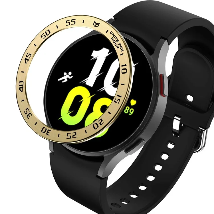 Für Samsung Galaxy Watch 5 44mm Ring Ring Styling Frame Hülle Anti-kratzer-uhr-abdeckung Mit Zifferblattplatte - Gold / Schwarz