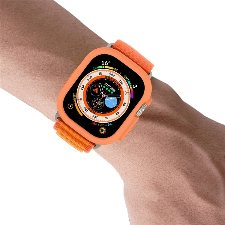 ENKAY HAT PRINCE For Apple Watch Ultra 2 49mm / Ultra 49mm Soft TPU Watch Case Candy Color Hollow-out Protective Impact Resistant Frame Shell - Orange