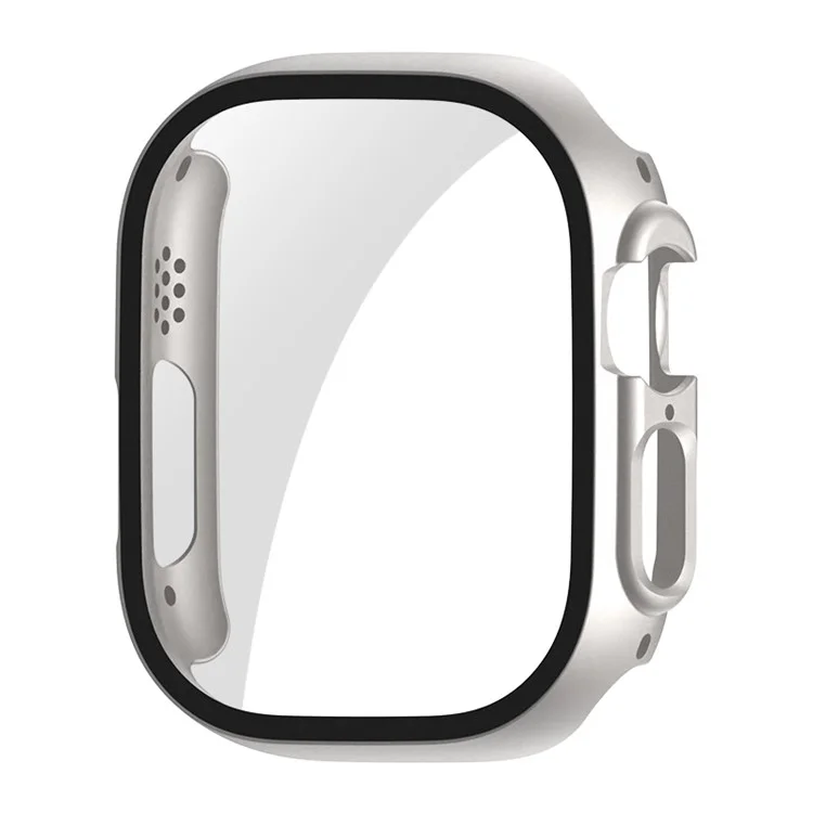 ENKAY HAT PRINCE For Apple Watch Ultra 2 49mm / Ultra 49mm All-around Hard PC Case with Tempered Glass Screen Protector Shock Resistant Clear Cover - Silver