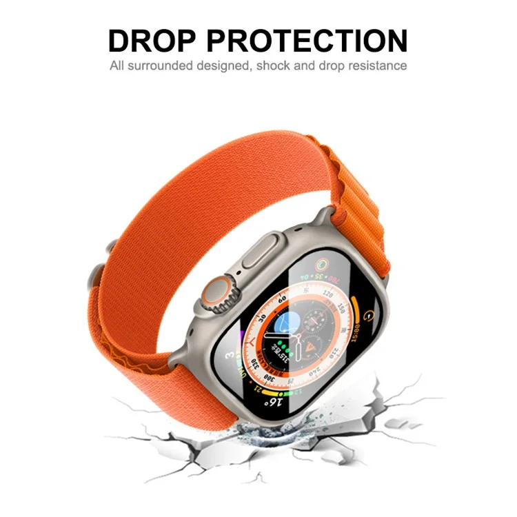 ENKAY HAT PRINCE For Apple Watch Ultra 2 49mm / Ultra 49mm All-around Hard PC Case with Tempered Glass Screen Protector Shock Resistant Clear Cover - Silver