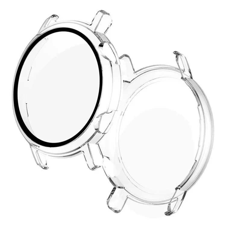 Para Huawei Watch GT 2 42mm Capa Rígida de PC com Protetor de Tela de Vidro Temperado Revestimento de Eletropuro Resistente a Arranhões Cobertura Geral Protetora - Transparente
