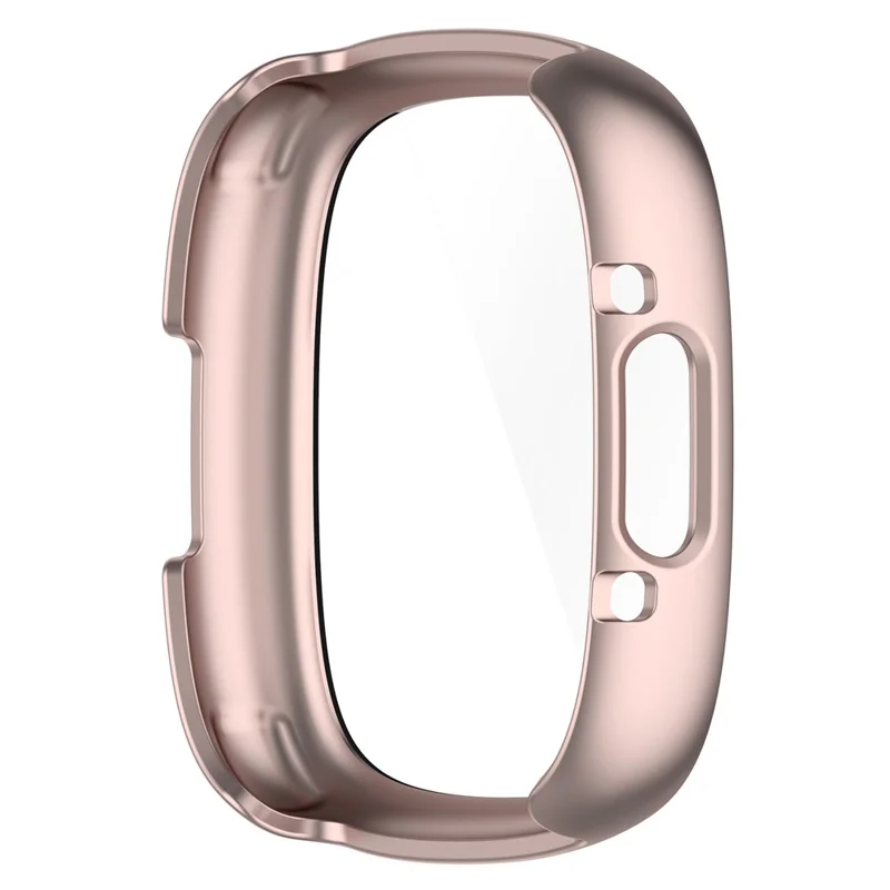 For Fitbit Versa 4 / Sense 2 Case Hard PC Full Protection Cover with Tempered Glass Screen Protector - Rose Gold