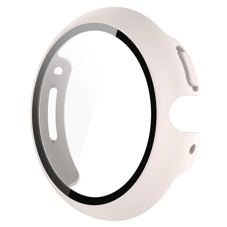 For Google Pixel Watch 2 / Pixel Watch Hard PC Clear Watch Case Full Coverage Shockproof Cover with Tempered Glass Screen Protector - White
