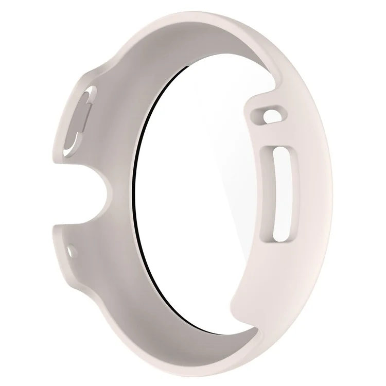 For Google Pixel Watch 2 / Pixel Watch Hard PC Clear Watch Case Full Coverage Shockproof Cover with Tempered Glass Screen Protector - White