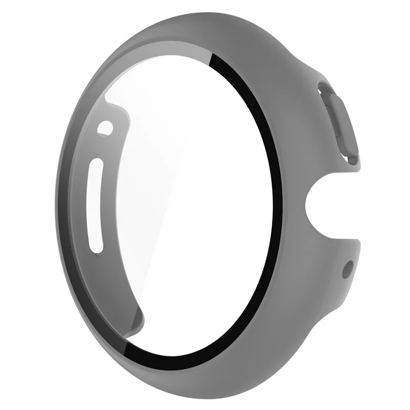 Coque rigide transparente en PC pour Google Pixel Watch 2 / Pixel Watch, housse de protection intégrale anti-chocs avec protecteur d'écran en verre trempé - Gris