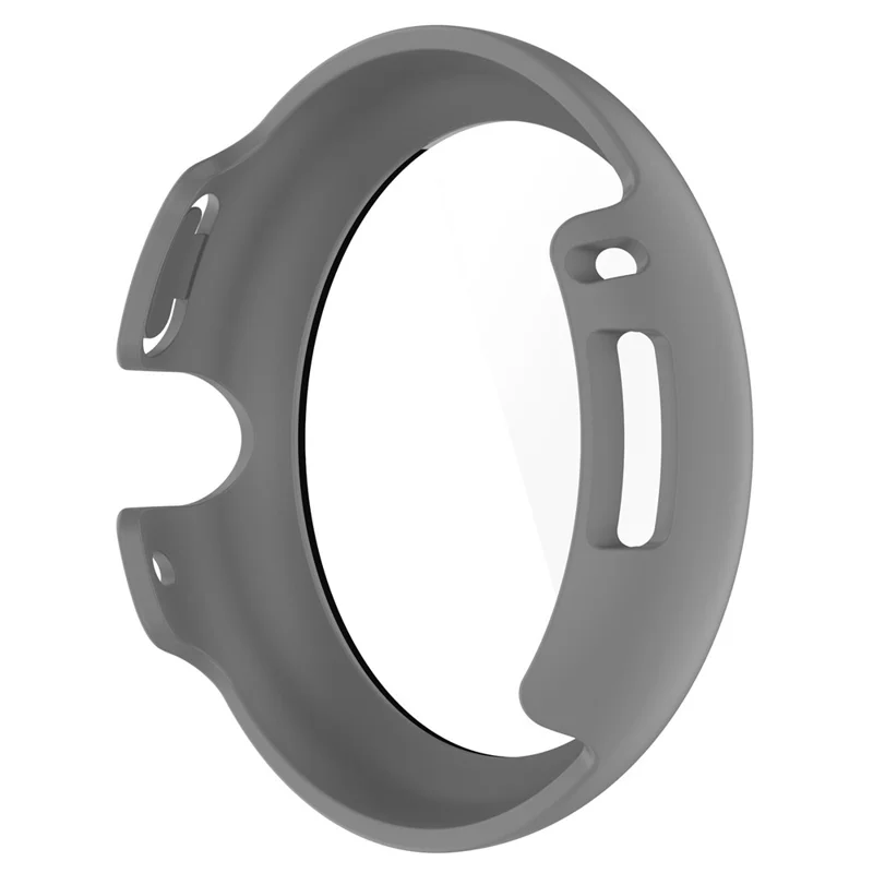 Coque rigide transparente en PC pour Google Pixel Watch 2 / Pixel Watch, housse de protection intégrale anti-chocs avec protecteur d'écran en verre trempé - Gris