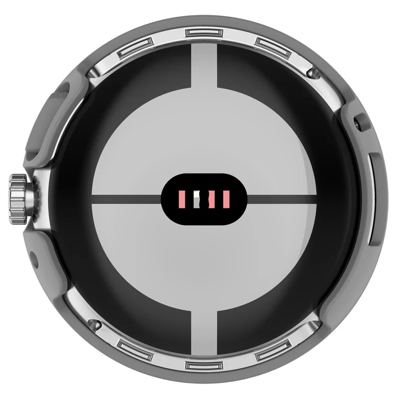 Coque rigide transparente en PC pour Google Pixel Watch 2 / Pixel Watch, housse de protection intégrale anti-chocs avec protecteur d'écran en verre trempé - Gris