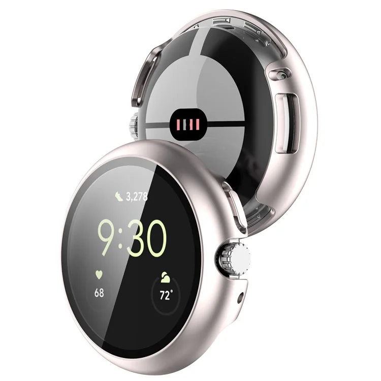 For Google Pixel Watch 2 / Pixel Watch Hard PC Clear Watch Case Full Coverage Shockproof Cover with Tempered Glass Screen Protector - Star Light Color