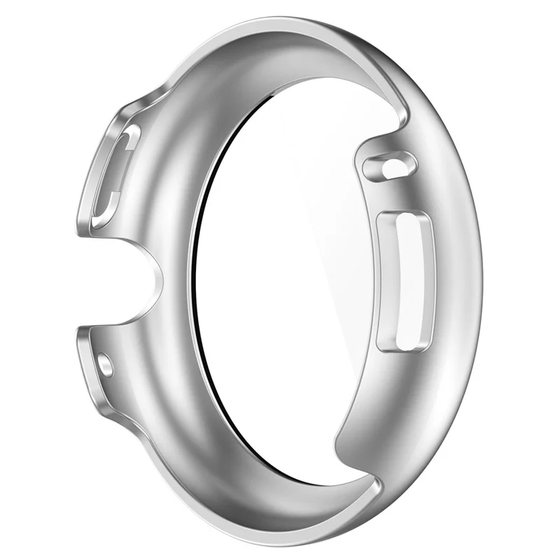 For Google Pixel Watch 2 / Pixel Watch Hard PC Clear Watch Case Full Coverage Shockproof Cover with Tempered Glass Screen Protector - Silver