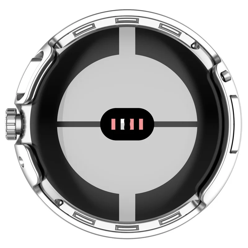 For Google Pixel Watch 2 / Pixel Watch Hard PC Clear Watch Case Full Coverage Shockproof Cover with Tempered Glass Screen Protector - Silver