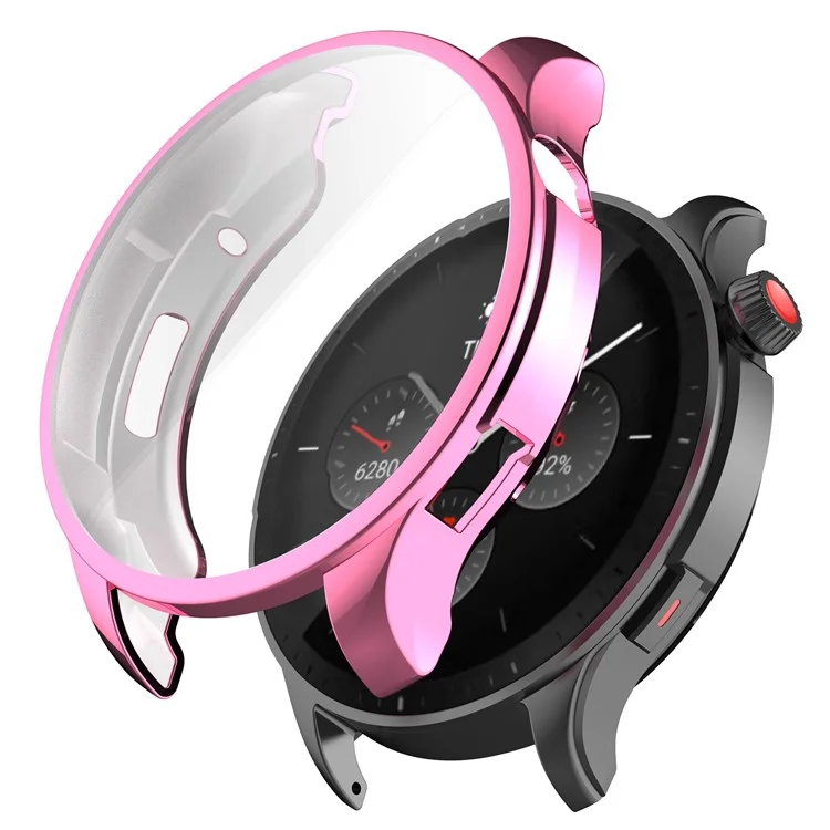 Für Huami Amazfit GTR 4 46mm All-inclusive Watch Protective Cover Weiche TPU Kratzfestes Elektroplattenkoffer - Rosa
