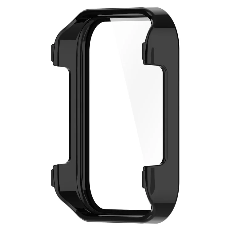 Für Realme Watch 3 Pro Hard PC Clear Watch Case Full Coverage Anti-scratch Protective Cover with Tempered Glass Screen Protector - Schwarz