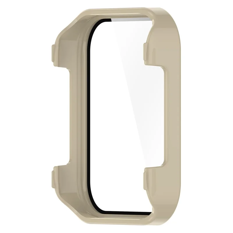Voor Realme Watch 3 Pro harde PC duidelijke horlogebehuizing volledige dekking anti-kras beschermhoes met gehard glas schermbeschermer - Beige