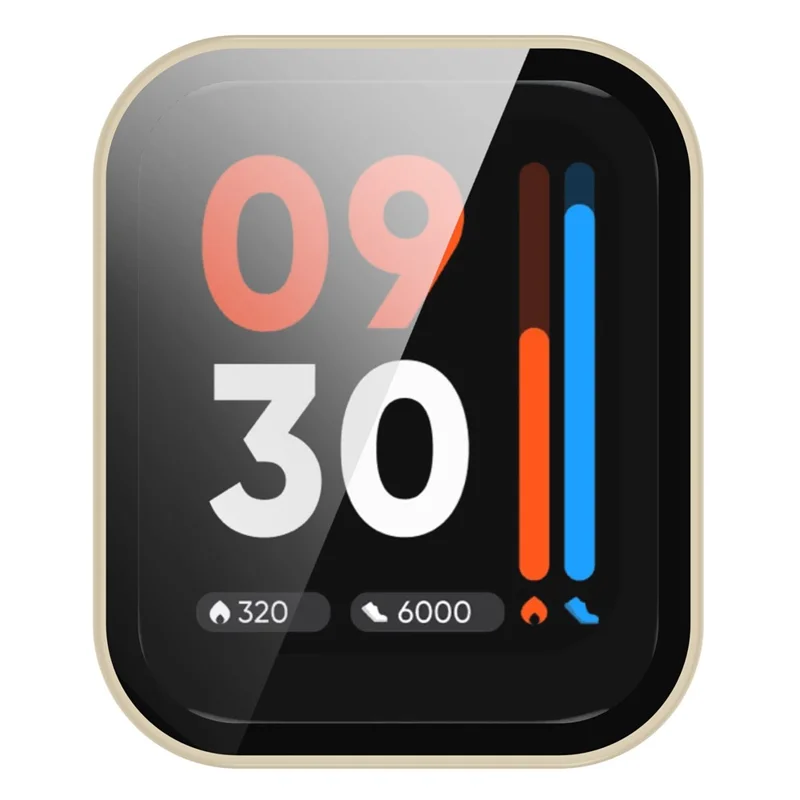 Voor Realme Watch 3 Pro harde PC duidelijke horlogebehuizing volledige dekking anti-kras beschermhoes met gehard glas schermbeschermer - Beige