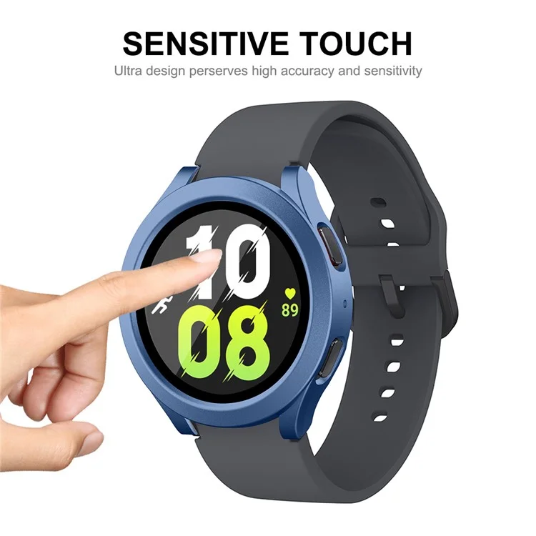 ENKAY HAT PRINCE For Samsung Galaxy Watch 5 40mm Waterproof Case with Tempered Glass Hard PC Cover - Blue