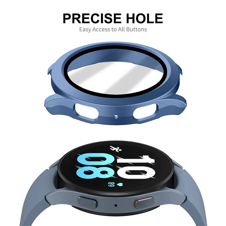 ENKAY HAT PRINCE For Samsung Galaxy Watch 4 / 5 44mm Anti-Moisture Waterproof Cover with Tempered Glass Screen Protector Hard PC All-Around Protective Case - Blue